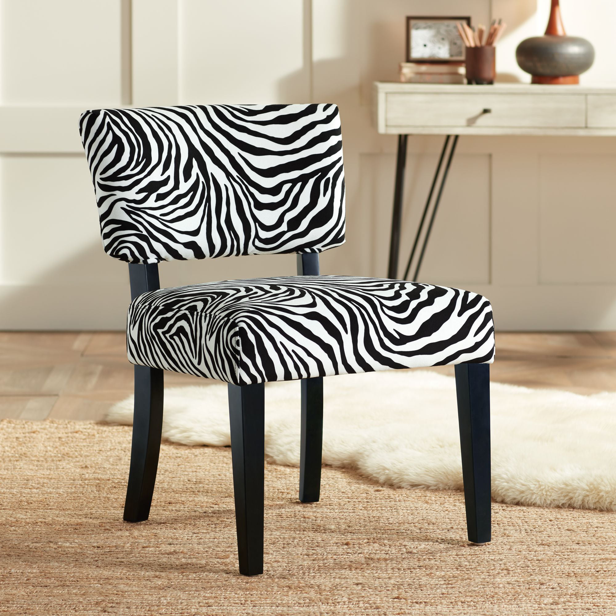 Studio 55d Zambia Zebra Print Accent Chair With Velvet Fabric Walmartcom Walmartcom