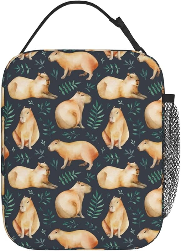 Capybaras Leaf Lunch Box Insulated Thermal Reusable Lunch Bag Cooler Totes For Men Work Office Picnic Hiking