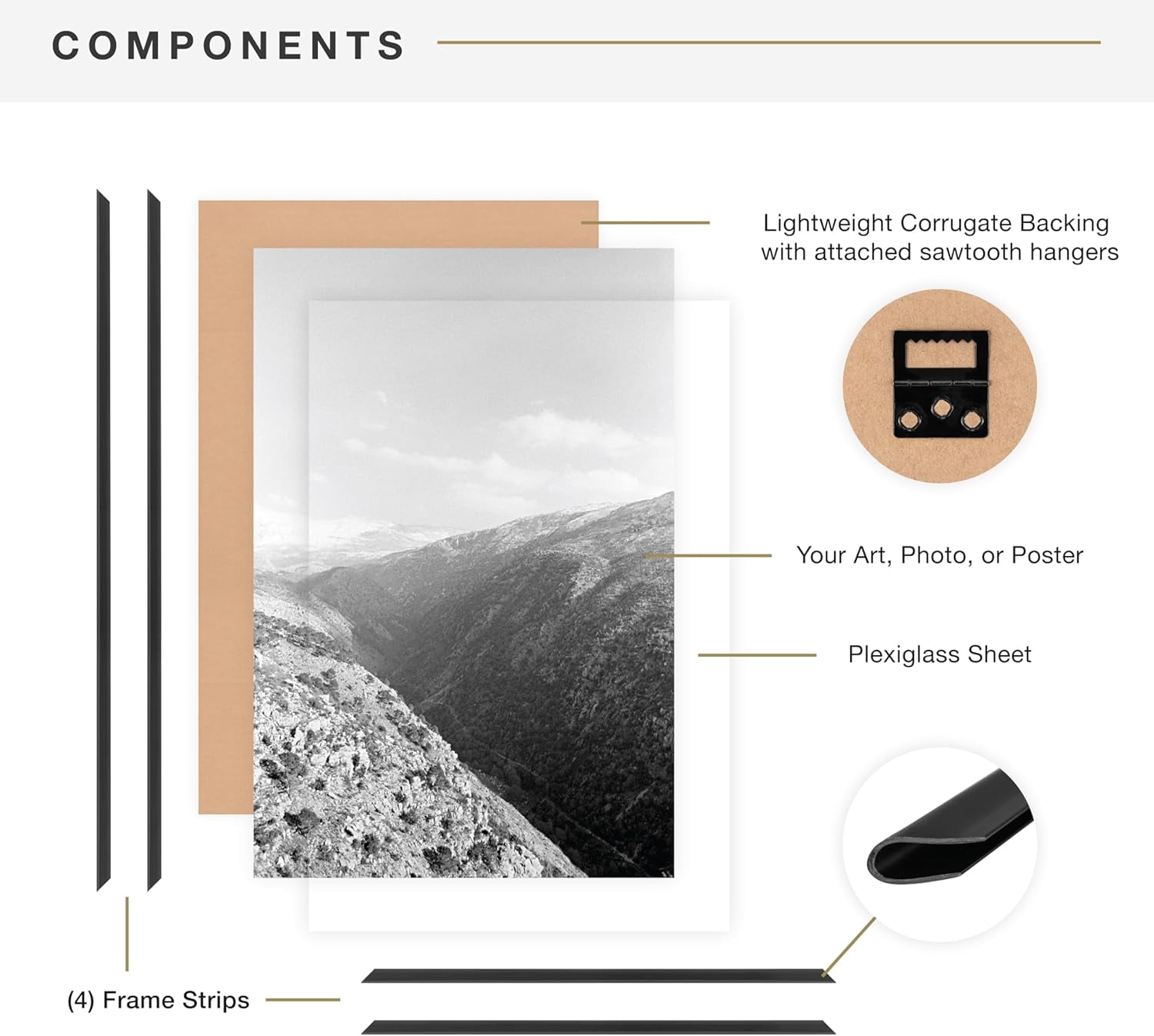 MCS Original Poster Frame 65669 24x36 Black Lightweight Vertical & Horizontal Wall Hanging Large Picture Frame for Posters, 044021656693 Art Prints & Gallery Wall (6-Pack)