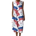 thumbnail image 2 of QUNYINEY Cotton Linen Summer Sundresses for Women Sleeveless Independence Day Long Tank Dress Crew Neck Beach Patriotic Loose Fit Dresses, 2 of 9