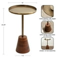 thumbnail image 3 of Kate and Laurel Tira Elegant Round Side Table, 14 x 24, Brass and Walnut Brown, Mid-Century Circle End Table for Use as Bedroom Nightstand or Living Room Table Option, 3 of 8