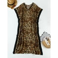 thumbnail image 6 of Womens Leopard Print Kaftan Dress V Neck Batwing Sleeve Loose Maxi Long Boho Caftan for Beach Vacation Party, 6 of 9