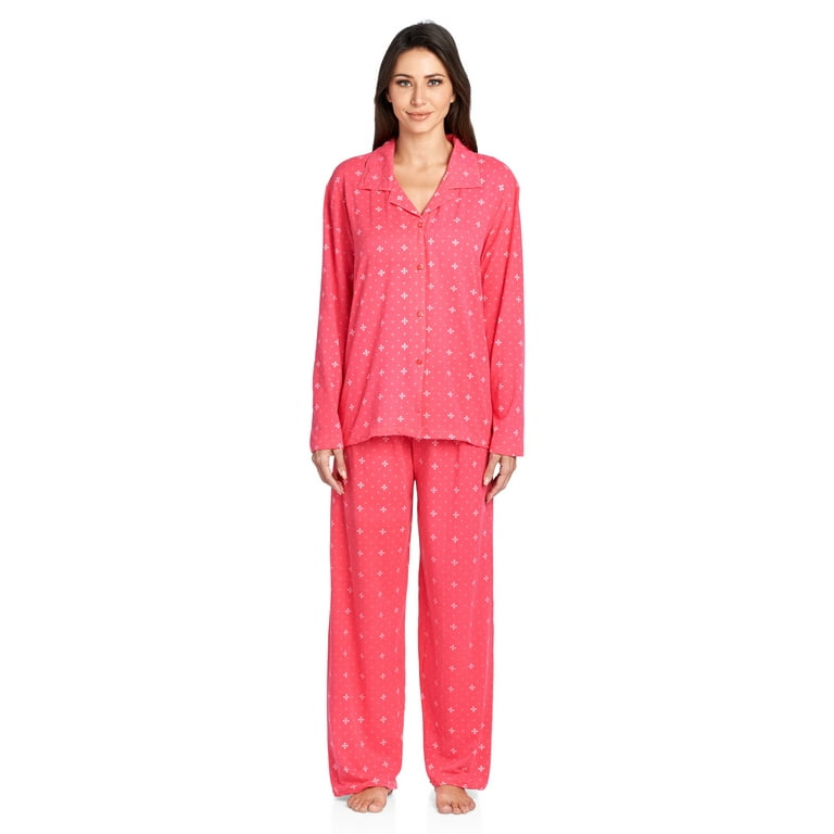 Casual Nights Women s Long Sleeve Rayon Button Down Pajama Set