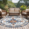 thumbnail image 5 of 7ft Washable Round Rug, Boho Flower Non-Slip Circle Area Rug for Living Room Dining Room, Ethnic Style Indoor Floor Mat for Home Decor, 5 of 9