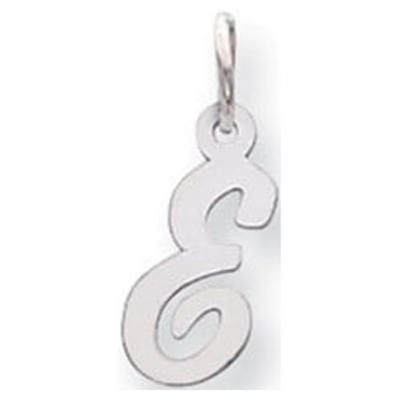 14k White Gold Small Script Initial E Charm - .3 Grams