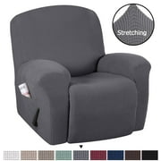 PrimeBeau 1-Piece Jacquard Spandex Recliner Stretch Slipcover, Charcoal Gray