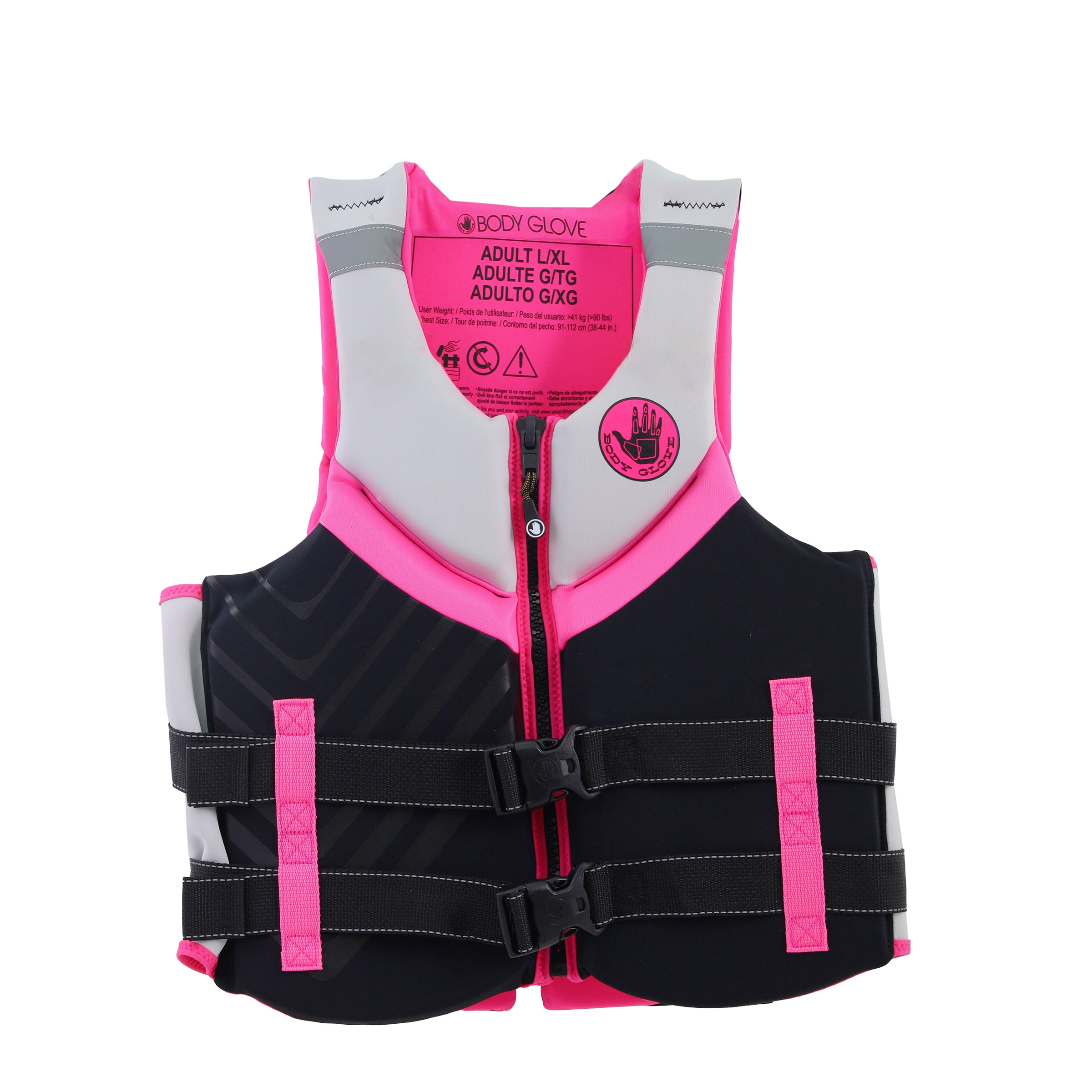 (2 pack) Body Glove Women's Adult Neoprene PFD Life Jacket and Vest, Dual Size L/XL, Pink