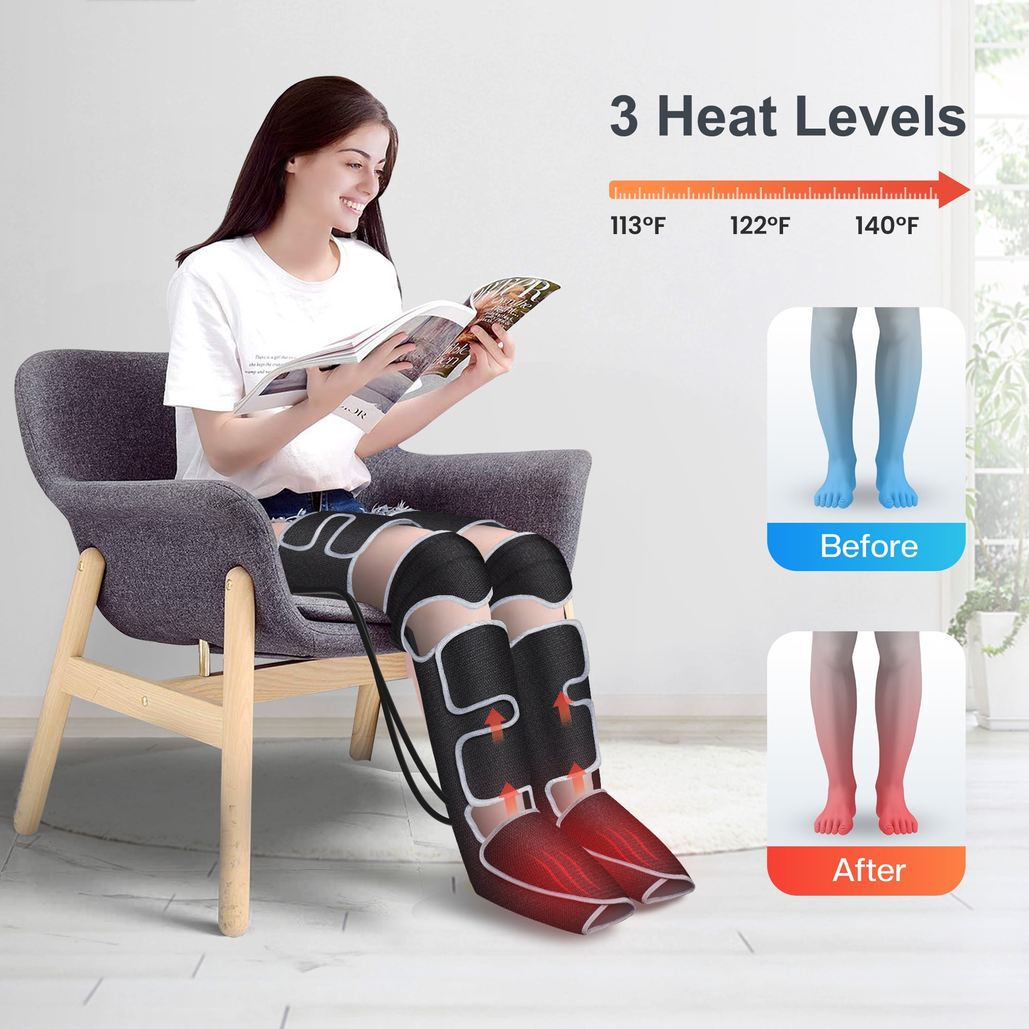Comfier Foot Leg Massager with Heat, Air Compression Calf massager for Circulation Feet Warmers Relaxation