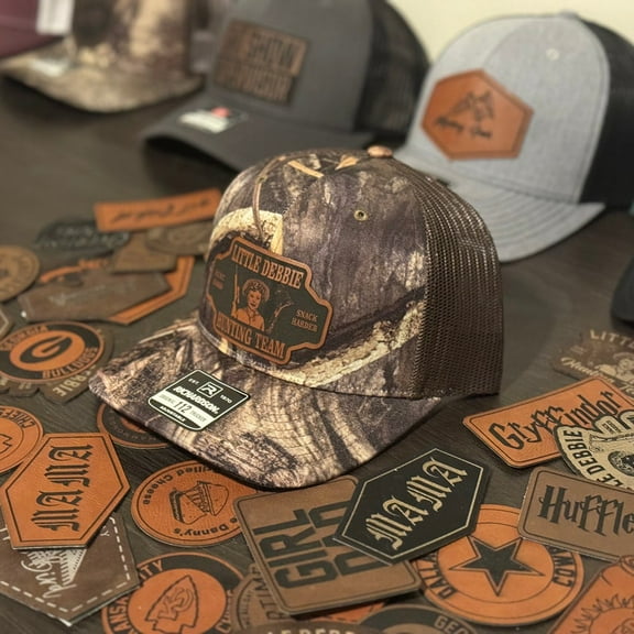 Little Debbie Hunting Club Leather Patch Hat | Mossy Oak Hat | Real Tree Hat | Leatherette Patch Hat| Trucker Hat | Dad Hat
