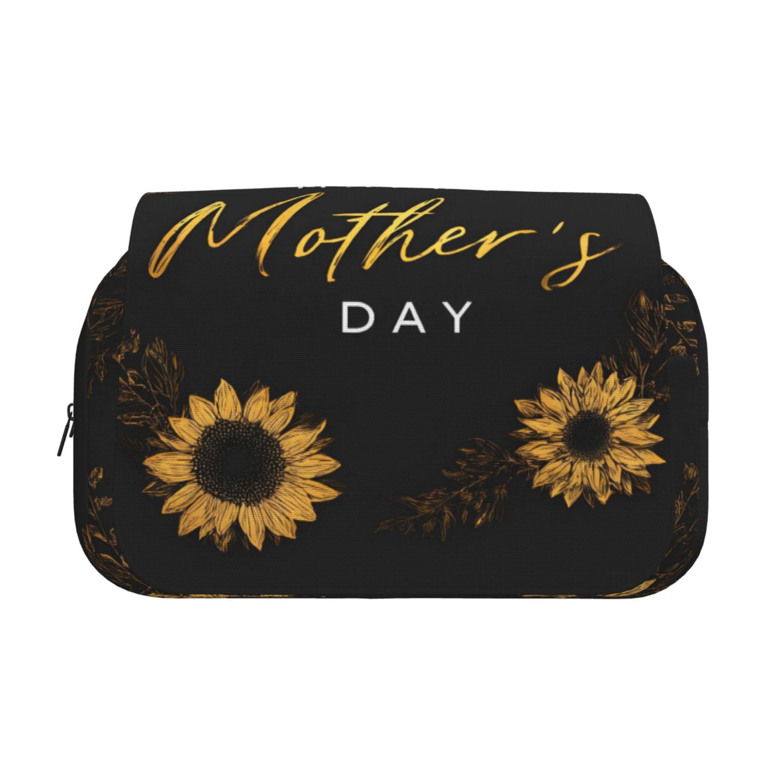 Large-Capacity Flip-Top Double-Layer Pencil Case, Multi-Functional Pocket Pen Case, Durable Stationery Organizer Sunflower Black Background Happy Mother'S Day