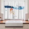 thumbnail image 2 of Ambesonne Fish Kitchen Curtains, Goldfish Swimming in Water, 55"x39", Blue Orange, 2 of 3