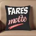 thumbnail image 4 of Set of 2 Throw Pillow Covers 18x18in - Stylish Black Square Cushion Cases with Bold ' FARES ' Design Perfect for Couch Bed or Car, 4 of 7