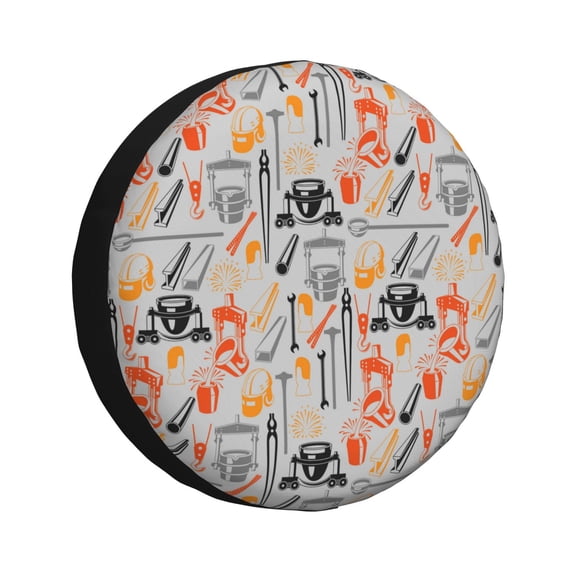 Rv Spare Tire Cover 14 inch - Cast steel equipment Tire Covers for Trailers, Adjustable Camper Spare Tire Cover