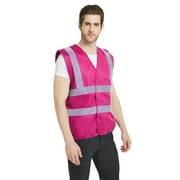 GOGO Industrial Safety Vest with Reflective Stripes, ANSI/ ISEA Standard-Hot Pink-XL