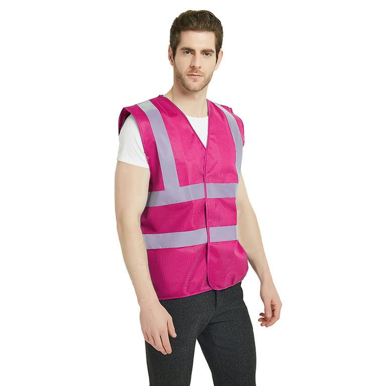 GOGO Industrial Safety Vest with Reflective Stripes, ANSI/ ISEA  Standard-Hot Pink-2XL