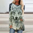 thumbnail image 2 of Ecqkame Womens Casual Long Sleeve Tops Clearance Women Fashion Casual Long Sleeve Round Neck Tops Loose Blouse Printed Shirts Light Gray S, 2 of 5