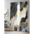 thumbnail image 4 of Abstract Art Sheer Curtains 96 Inch Long 2 Panels, Black Gold Water Ripple Gradient Marbling Light Filtering Rod Pocket Semi Sheer Curtains, Sheer Voile Drapes for Living Room Bedroom, 52"x96", 4 of 5