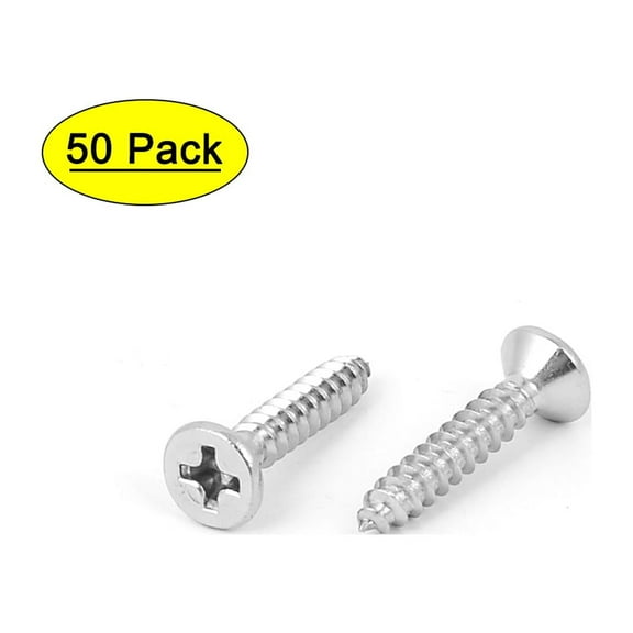 Uxcell M3.5 x 19mm Flat Head Self Tapping Screw Fasteners Silver Tone (50-pack)