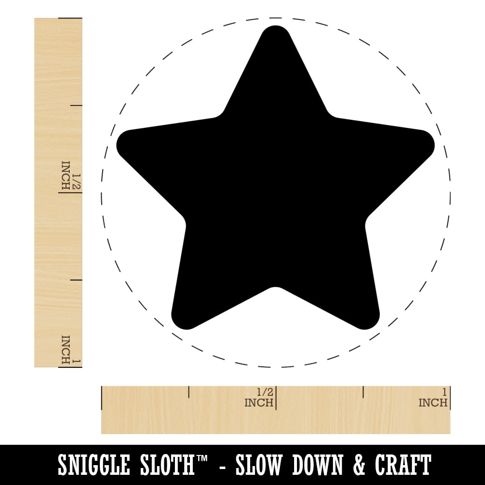 Star Curved Points Self-Inking Rubber Stamp Ink Stamper - Blue Ink - Medium 1 Inch
