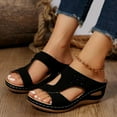 thumbnail image 6 of Quaouag Women Wedge Sandals Dressy: Soft Leather Sandal, Rubber Sole, Comfortable Walking, Casual Slip on Summer Sandals, 6 of 7
