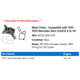 thumbnail image 2 of Water Pump - Compatible with 1999 - 2003 Mercedes-Benz CLK430 4.3L V8 2000 2001 2002, 2 of 2