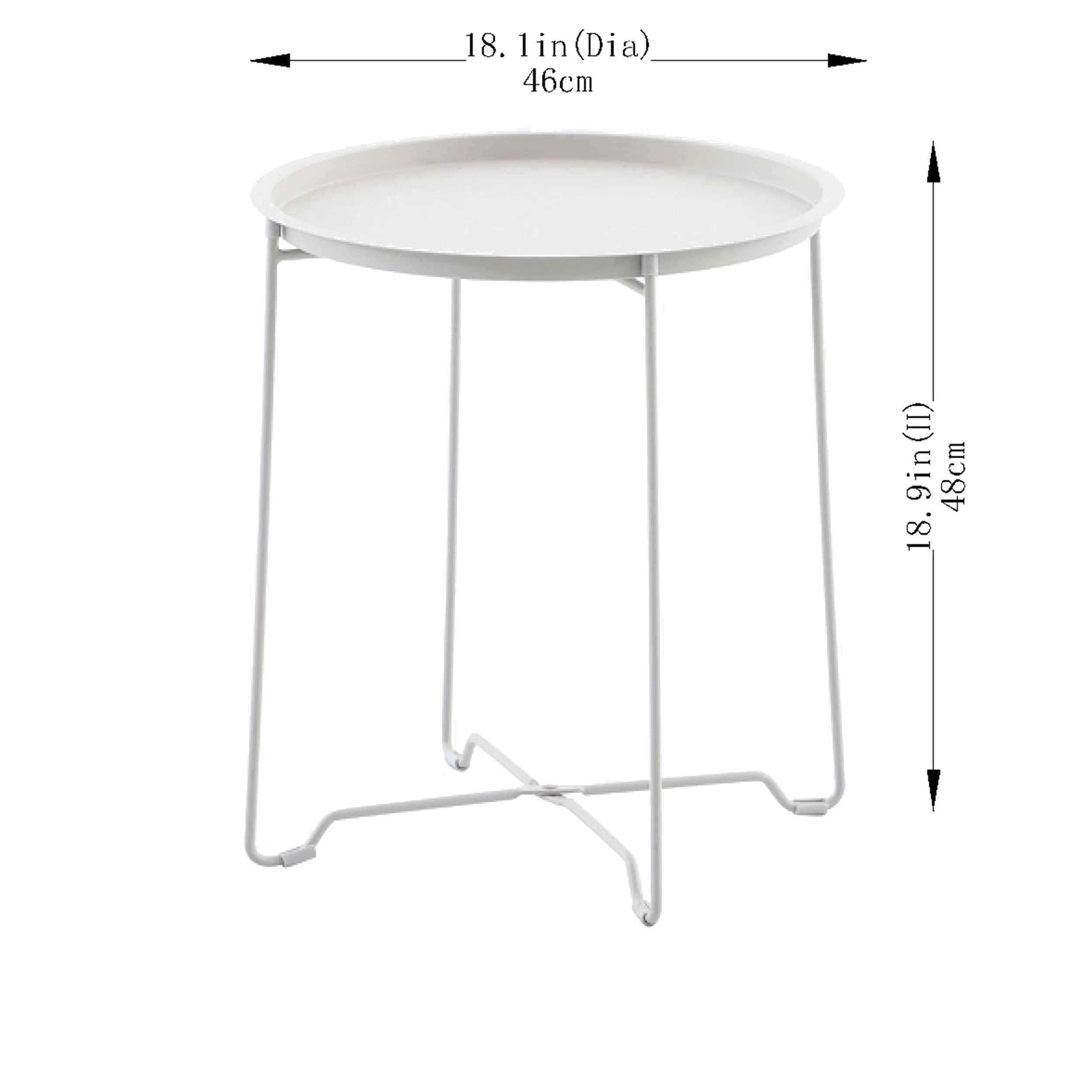 Mainstays Steel Outdoor Tray Top Side Table, White