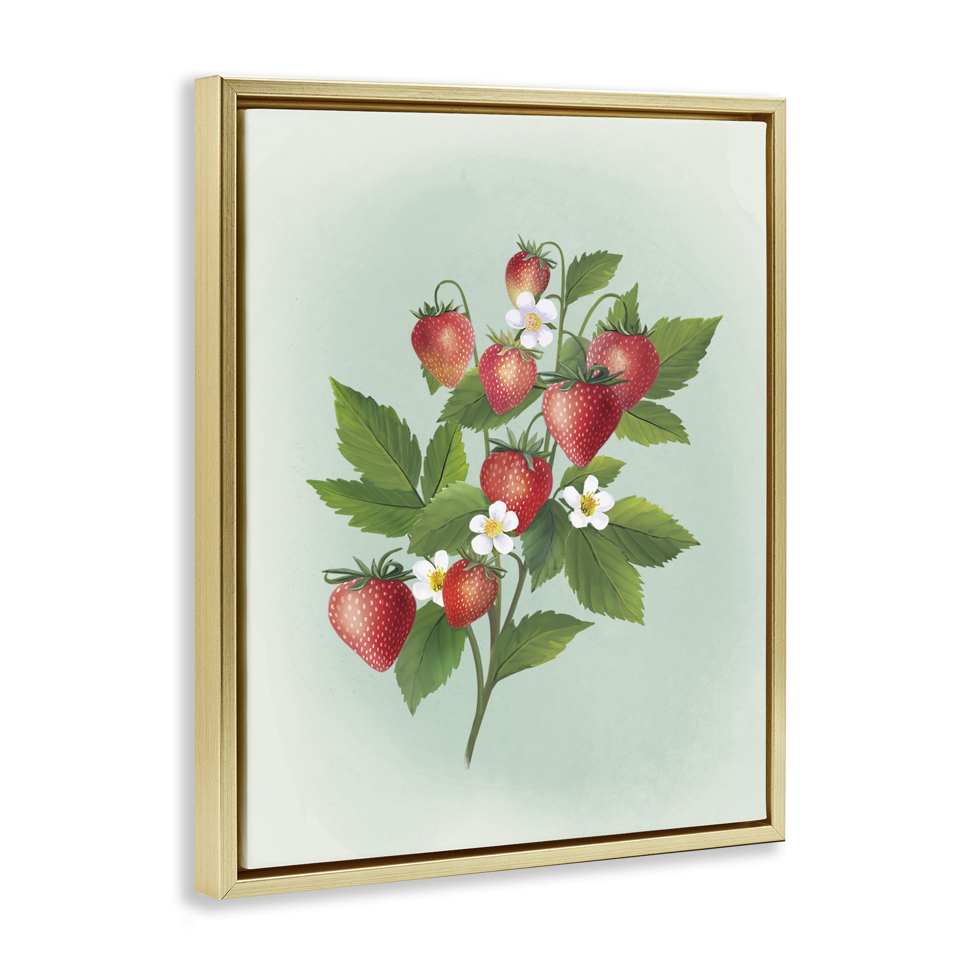 Stupell Industries Vintage Strawberry Bundle Gold Framed Floater Canvas Wall Art, design by Diane Neukirch