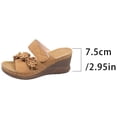 thumbnail image 5 of Women's Wedge Sandals Cute Flower Platform Slip on High Heeled Slides Open Toe Cork Wedges Heels Summer Dressy Shoes Khaki Size 9, 5 of 8