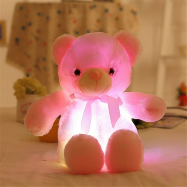 Oso LED brillante de colores | Luz nocturna de peluche suave con LED interno | Múltiples modos de color para niños y adultos | Un compañero adorable para dormir