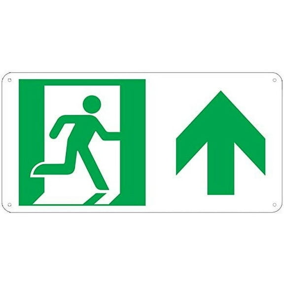 RUNNING MAN UP ARROW SIGN - (Photoluminescent ,High Intensity, ALUMINIUM 4.5X9 ,Rust Free )