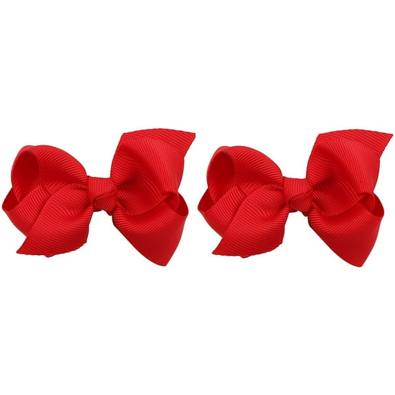 3 Inch Baby Girl Hair Bows Boutique Hair Clip Teens Toddlers Hairpin Headwear - Set of 2 (White)