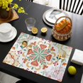 thumbnail image 3 of White Boho Placemats Set of 12, Retro Ethnic Colorful Flower Aesthetic Art Placemats for Dining Table, Place Mats for Kitchen Tabletop, Waterproof Wipeable Dining Table Mats Set, 3 of 9