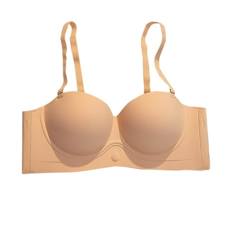 Gnurob Wireless Push Up Bra for Women  Seamless Comfort Bralettes No Underwire Bralette Adjustable Strap Bandeau Full Coverage Everyday Bras Clearance Deals Khaki Small