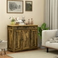 thumbnail image 6 of 39.8" Rustic Brown Sideboard with Solid Wood Top, Kitchen Storage Cabinet with 3 Drawers & Adjustable Shelf (15.8"D X 33.5"H), 6 of 8