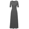 thumbnail image 1 of FashionOutfit Women's Solid Scoop Neck High Waist 3/4 Sleeves Maxi Dress, 1 of 3