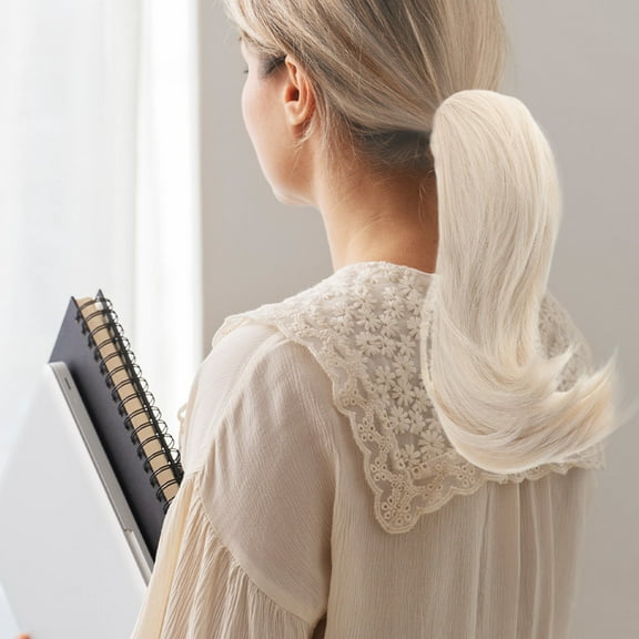 GOOHOCHY Women's White Wig Clip Elder 30.00X7.00X6.00CM Beige