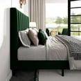 thumbnail image 6 of SHA CERLIN Green Queen Size Platform Bed Frame with Velvet Vertical Channel Headboard, Adult, 6 of 11