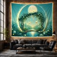 thumbnail image 6 of Moonlit Floral Arch with Hanging Lanterns and Glowing Teal Pond, Dreamy Fantasy for Garden Lovers, Mystical Wall Art, Housewarming Gift, Tapestry Wall Hanging for Bedroom and Living Room, 6 of 7