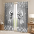 thumbnail image 2 of Castle Fairy Cartoon Ribbon Bow Black Out Curtains for Kids Children Teens,Bling Grey Glitter Curtains Pack of 2 (42x63 Each),Geometric Plaid Bedroom Curtains,Ultra Soft Home Decor, 2 of 6