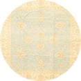 thumbnail image 1 of Ahgly Company Machine Washable Indoor Round Abstract Brown Gold Area Rugs, 4' Round, 1 of 7