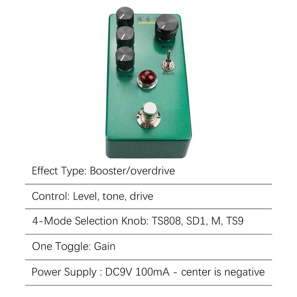Guitar Pedal for Overdrive Boosting True Bypass Selection Sound Shaping