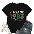 thumbnail image 5 of Trendfront Womens Vintage 1983 T Shirts Letter Graphic Crewneck Casual Short Sleeve Loose Fit Tops Trendy Fashion Tee Pullover Daily Wear, 5 of 5