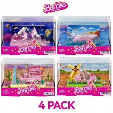 Barbie Mini Barbie Land Barbie The Movie Vehicle Collection, Includes 2 1.5-inch Dolls & Vehicles Inspired by the Film SET OF 4