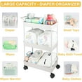 thumbnail image 5 of Diaper Caddy, Plastic Movable Cart for Newborn Nursery Essentials Diaper Storage Organizer with 3-Tier Design, 5 of 6