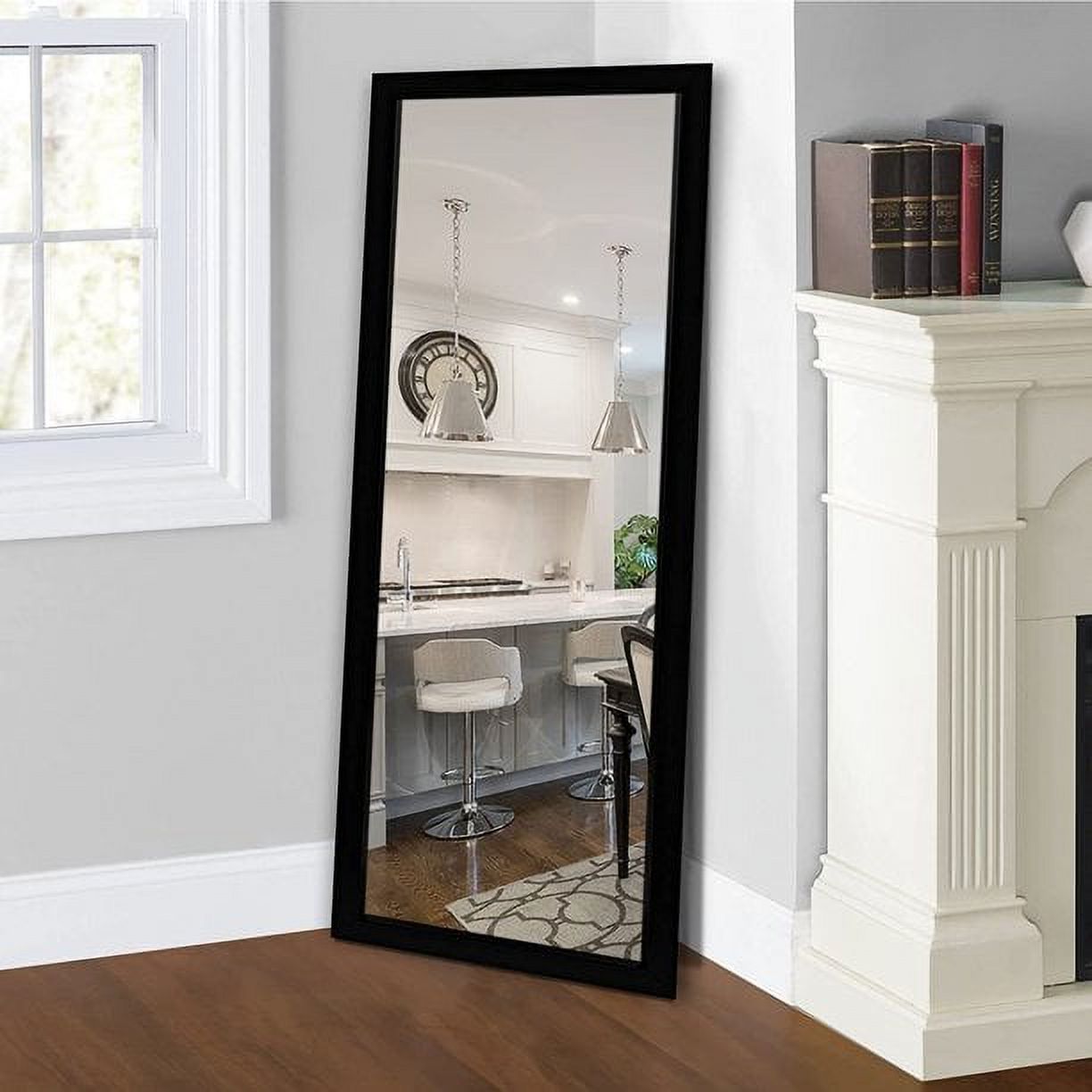Full Length Door Mirror 55" x 12" Rectangle Wall Mirror Hanging or Leaning Against Wall for Bedroom Black (No Stand)