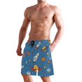 thumbnail image 2 of Dailycode Men's Quick Dry Swim Trunks Beach Shorts Casual Summer Board Shorts with Pockets, Planet Rocket Moon Star, 2 of 8