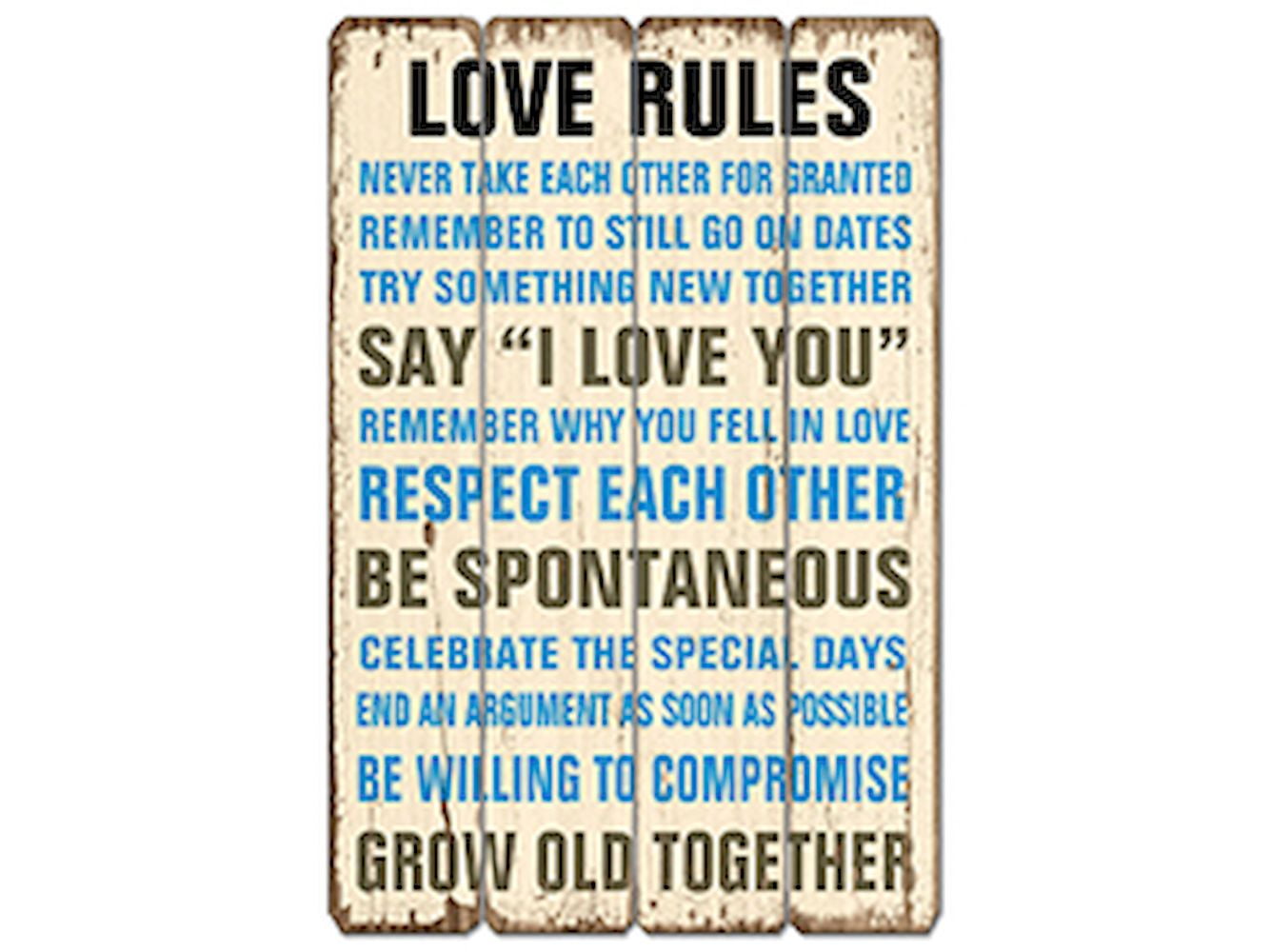 "Love Rules " Wooden Sign