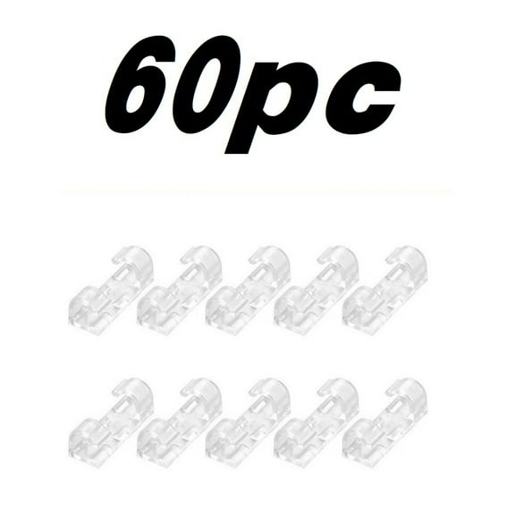 HOARBOEG 60pc Self Adhesive Cable Management Clips Desktop Cable Organizer Fixing Clamp Transparent