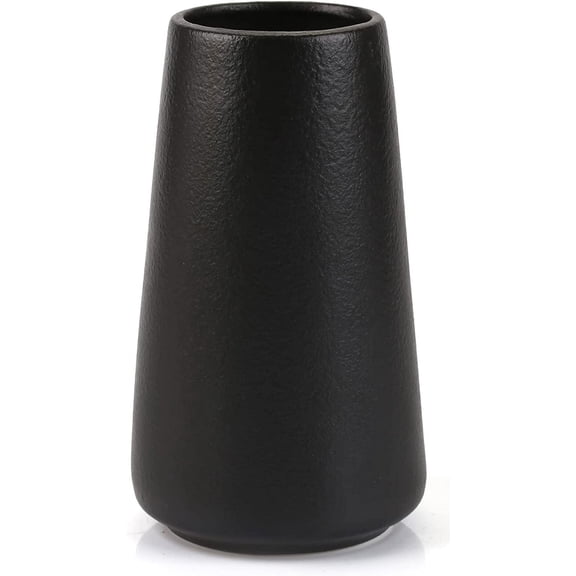 Matte Ceramic Vase for Flowers Plants 6 Inch H Frosted Black