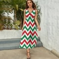 thumbnail image 3 of Christmas Chevron Pattern Green, Red And White Christmas Dress Summer Street Style Bohemia Long Dresses Female Sleeveless Printed Maxi Dress, 3 of 9